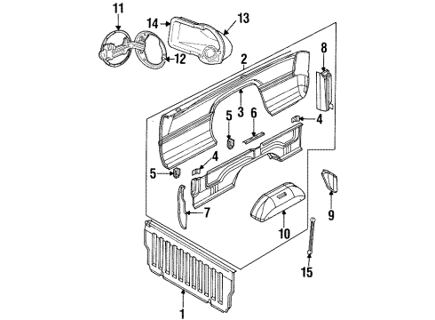 1995 Dodge Ram 2500 Front & Side Panels REINF-Box Side Rear Tail Gate Hinge Right Diagram for 55023636
