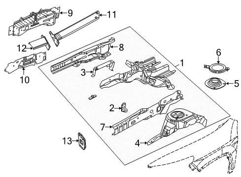 2018 Jeep Cherokee Structural Components & Rails Rail-Frame Side Diagram for 68081908AG