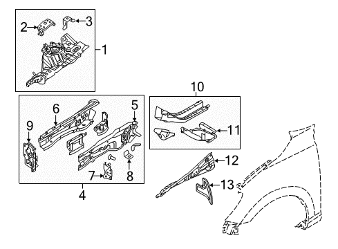 2018 Toyota Yaris iA Structural Components & Rails Rail Reinforcement Diagram for 53705-WB001