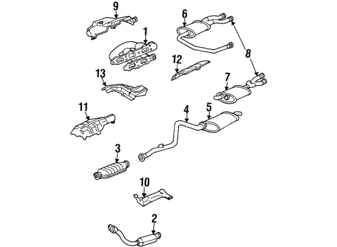 1992 Pontiac Grand Am Exhaust Components Muffler Assembly W/Tailpipe Diagram for 22567596