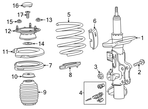 2018 Cadillac ATS Struts & Components - Front Lower Insulator Diagram for 23164573