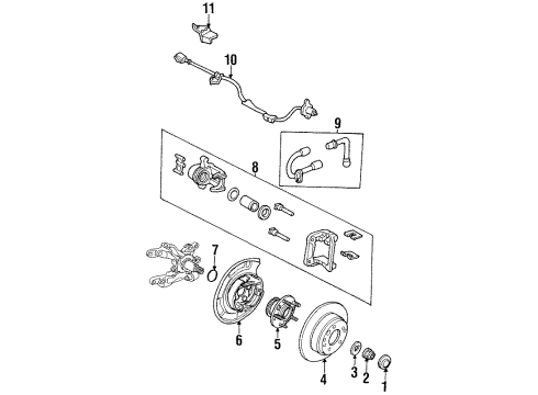 1998 Honda Odyssey Anti-Lock Brakes Plate, Left Rear Brake Back Diagram for 43120-SX0-G01