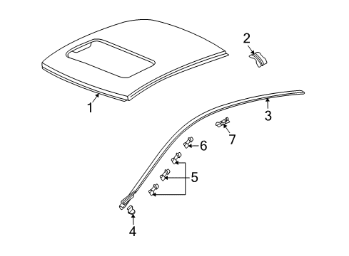 2003 Honda Accord Roof & Components, Exterior Trim Clip A, L. Windshield Diagram for 73165-SDN-A01