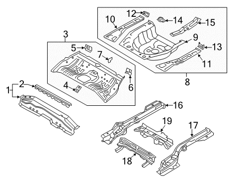 2019 Hyundai Elantra Rear Body - Floor & Rails Member Assembly-Rear Floor Side, RH Diagram for 65720-F2060