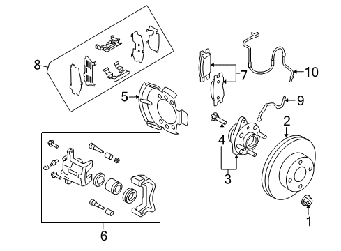 2012 Nissan Cube Anti-Lock Brakes Drum-Brake Diagram for D0206-EM10B