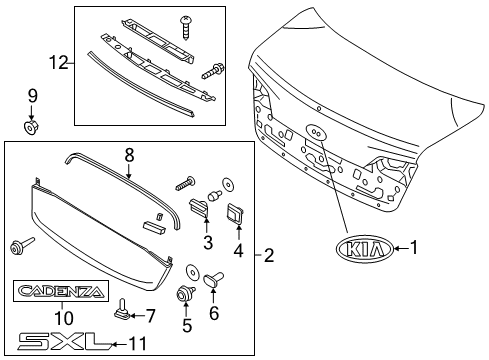 2014 Kia Cadenza Exterior Trim - Trunk Lid Bumper-Back Panel Moulding Diagram for 873183R500