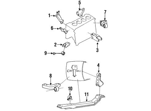 1992 Hyundai Scoupe Engine Mounting Bracket-Roll Rod Diagram for 21868-23010