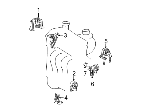 2006 Scion xB Engine & Trans Mounting Rear Mount Bracket Diagram for 12321-21150