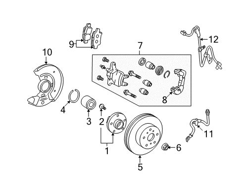 2010 Scion xD Front Brakes Overhaul Kit Diagram for 04478-12060