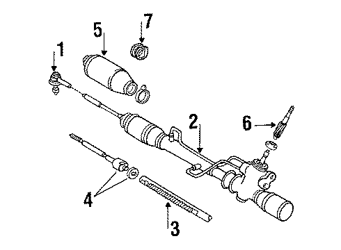 1987 Toyota Tercel Steering Column, Steering Wheel & Trim, Steering Gear & Linkage Rack Diagram for 45521-16180