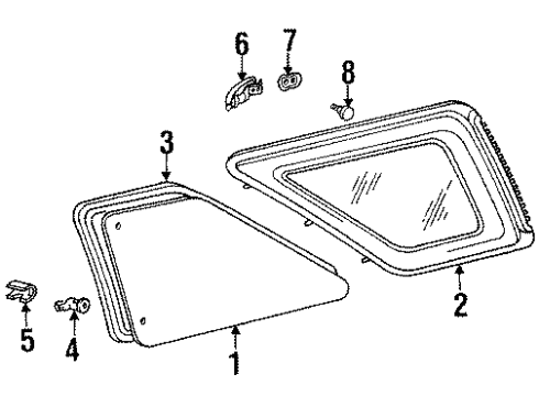 1991 Toyota 4Runner Quarter Panel - Glass & Hardware Moveable Glass Diagram for 62712-89118