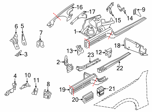2013 BMW 135i Structural Components & Rails Support For Right Radiator Diagram for 41117152260