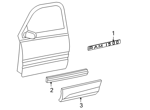 2003 Dodge Ram 1500 Exterior Trim - Door Molding-Front Door Diagram for 5HC19WB7AA