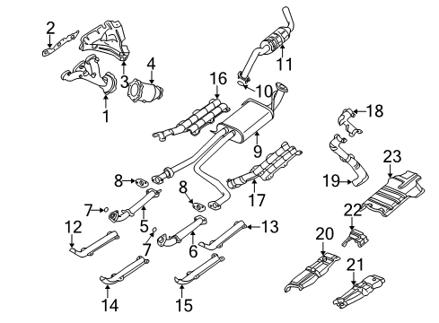1999 Nissan Pathfinder Exhaust Components Insulator Assy-Center Tube, Lower Diagram for 20530-1W211