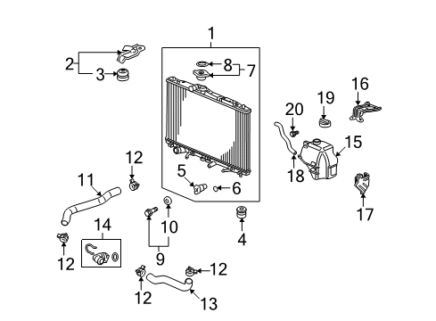 2012 Acura RDX Radiator & Components Hose, Reserve Tank Diagram for 19103-RWC-A00