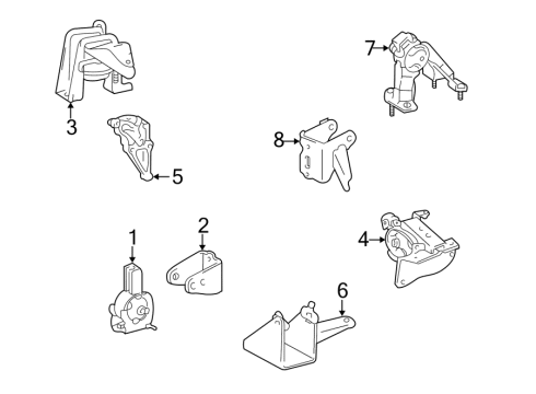 2005 Toyota Matrix Engine & Trans Mounting Rear Mount Rear Bracket Diagram for 12321-22150