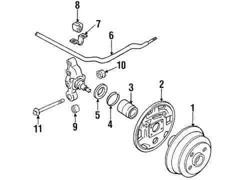 1987 Nissan Pulsar NX Rear Brakes Bush-Panhard Rod Diagram for 55193-50A00