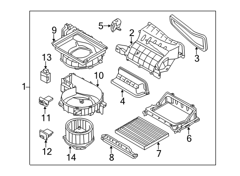 2013 Hyundai Elantra Blower Motor & Fan Door Assembly-Intake Diagram for 971223X000