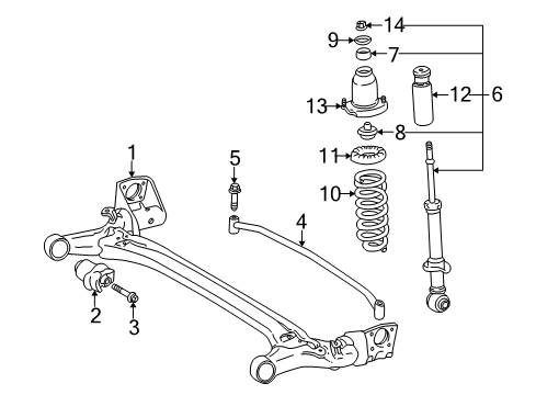 2007 Pontiac Vibe Rear Suspension Rear Shock Absorber Kit Diagram for 88974638