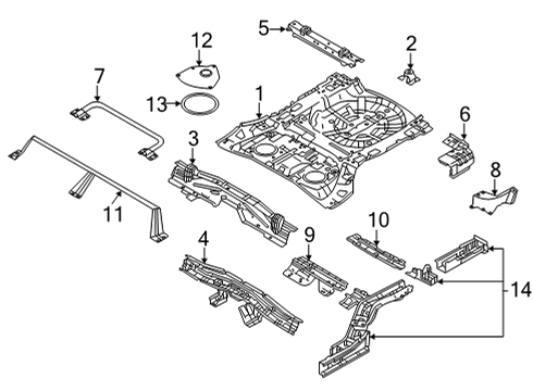 2021 Nissan Rogue Rear Floor & Rails Floor-Rear, Front Diagram for 74512-6RR0A