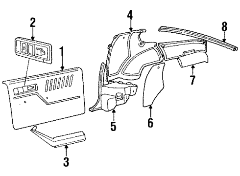 1988 Chevrolet Camaro Interior Trim Armrest Asm-Front Door RH *Black Diagram for 10077858