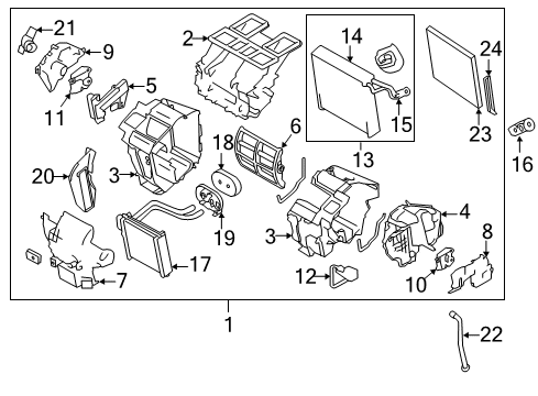 2013 Nissan Quest Air Conditioner Case Assy-Front Heater Diagram for 27120-JN30A