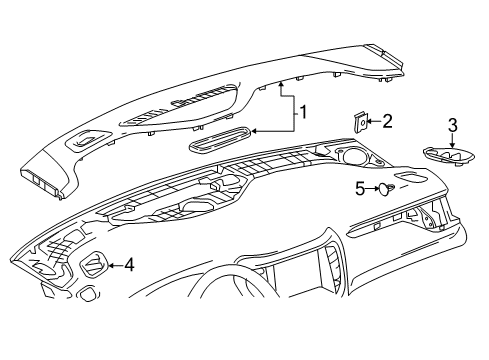 2017 GMC Acadia Cluster & Switches, Instrument Panel Defroster Grille Diagram for 23234118