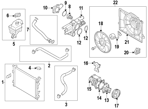 2012 Kia Optima Cooling System, Radiator, Water Pump, Cooling Fan Blower Assembly Diagram for 25380-4R280
