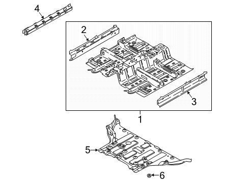 2020 Hyundai Kona Electric Pillars, Rocker & Floor - Floor & Rails Panel Assembly-Side Sill Inner, LH Diagram for 65170-K4000