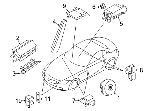 2009 BMW Z4 Air Bag Components Base Diagram for 65776951119