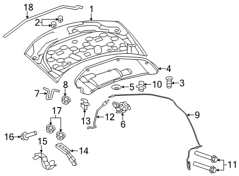 2009 Chrysler Sebring Hood & Components STRIKER-Hood Latch Diagram for 5155607AA