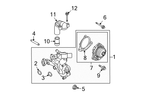 2011 Mercury Milan Water Pump Water Pump Assembly Seal Diagram for 9L8Z-8527-A