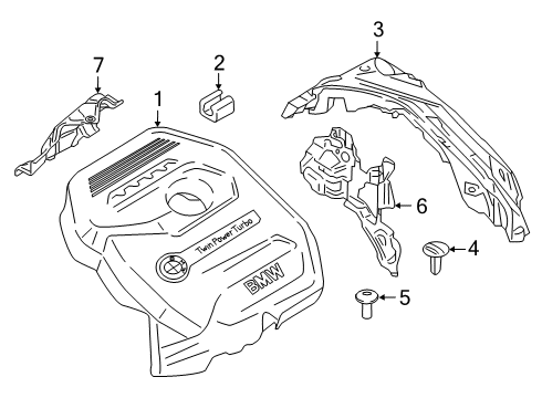 2019 BMW X4 Engine Appearance Cover Plug-In Retainer Diagram for 07147310674