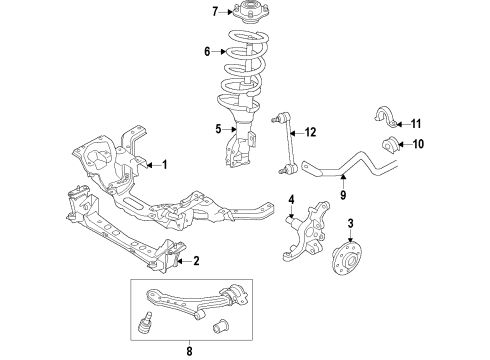 2010 Ford Mustang Front Suspension Components, Lower Control Arm, Stabilizer Bar Stabilizer Bar Bracket Diagram for AR3Z-5493-B