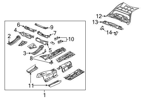 2008 Dodge Magnum Pillars, Rocker & Floor - Floor & Rails Pan-Front Floor Diagram for 5112772AG
