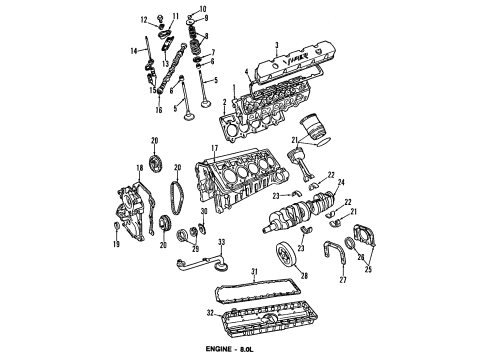 1995 Dodge Viper Engine Parts, Mounts, Cylinder Head & Valves, Camshaft & Timing, Oil Cooler, Oil Pan, Oil Pump, Crankshaft & Bearings, Pistons, Rings & Bearings Engine Oil Cooler Diagram for 4643826AC