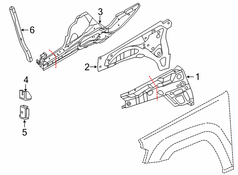 2018 Jeep Grand Cherokee Structural Components & Rails Rail-Front Side Rail Front Diagram for 68224808AA