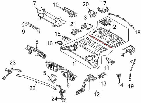 2017 Nissan 370Z Rear Body - Floor & Rails Hook-Rear Tie Down Diagram for 51150-JU50A