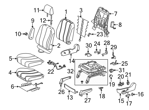 2015 Toyota Sienna Front Seat Components Adjust Switch Diagram for 84922-08020