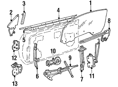 1986 Chevrolet Camaro Door - Glass & Hardware Retainer Asm-Front Side Door Window Channel Diagram for 10198203