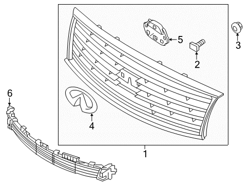 2015 Infiniti Q70L Grille & Components Front Bumper Lower Grille Diagram for 62256-4AM0A