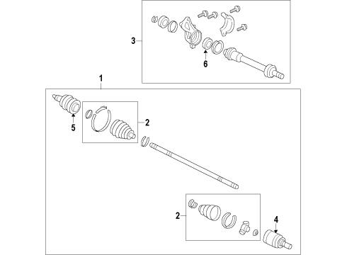 2012 Acura RL Front Axle Shafts & Joints, Drive Axles Joint Complete , Inboa Diagram for 44310-SJA-A00