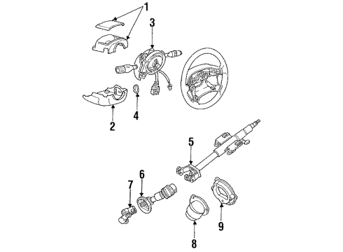 1994 Ford Probe Steering Shaft & Internal Components, Shroud, Switches & Levers Bulb Diagram for F1CZ-13466-B