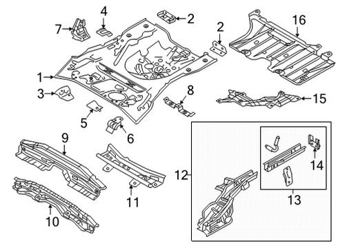 2020 Toyota Yaris Rear Floor & Rails Rear Floor Pan Diagram for 58311-WB004