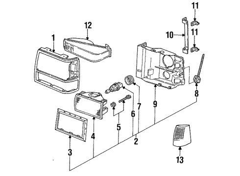 1992 Ford Explorer Bulbs Side Reflector Diagram for E9TZ15A201A