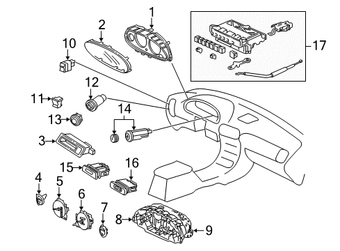 1998 Acura Integra Switches Control Assembly, Heater Diagram for 79500-ST7-A52