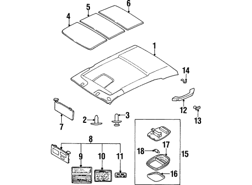 1997 Kia Sportage Interior Trim - Roof Cover Diagram for 0K2015131206