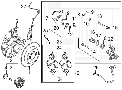 2022 Kia Seltos Rear Brakes Rear Dust Cover Right Diagram for 58245Q5200