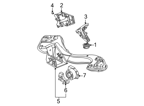 2000 BMW X5 Engine & Trans Mounting Gearbox Support Diagram for 22316751228