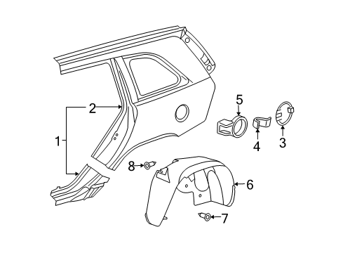 2005 Chrysler Pacifica Quarter Panel & Components Shield-WHEELHOUSE Diagram for 4857649AD